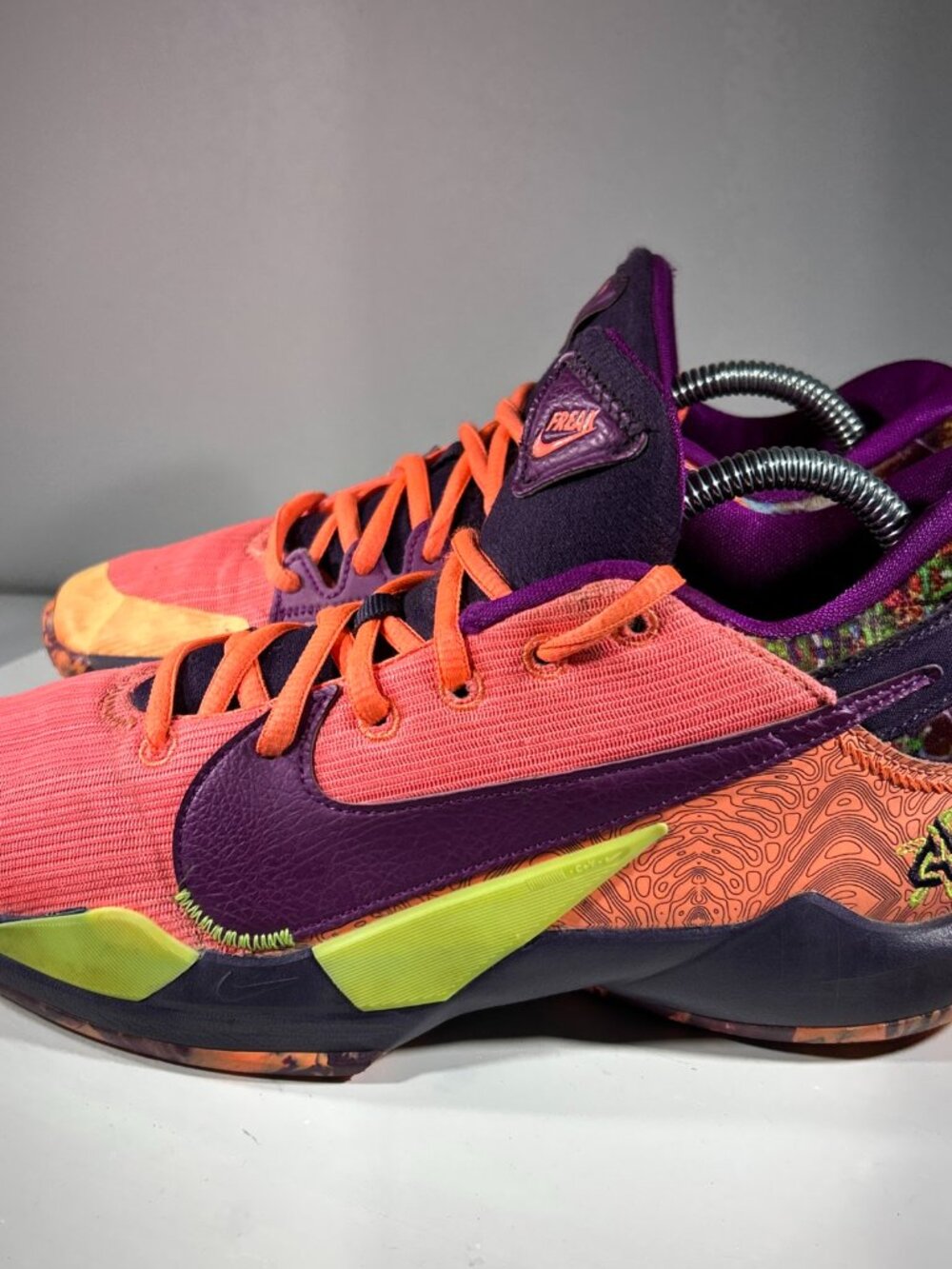 Nike Zoom Freak 2 Big Kids Boys Basketball Shoes Size 7 7Y Orange Purple Sneaker